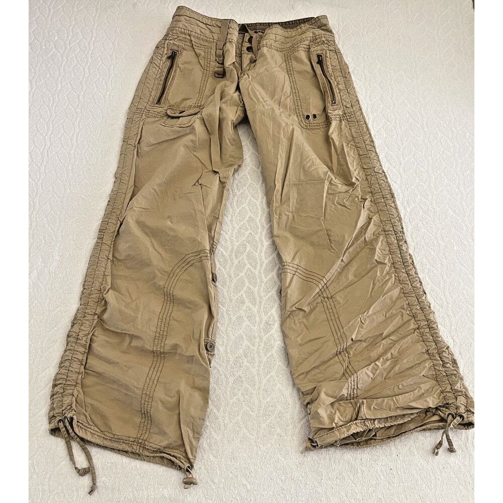 Y2K ABERCROMBIE & FITCH SZ 2 Women's Convertible Paratrooper Cargo Pants Beige